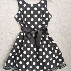 Twenty One Dress Juniors Size Medium Polka Dot Silk Blend Black White